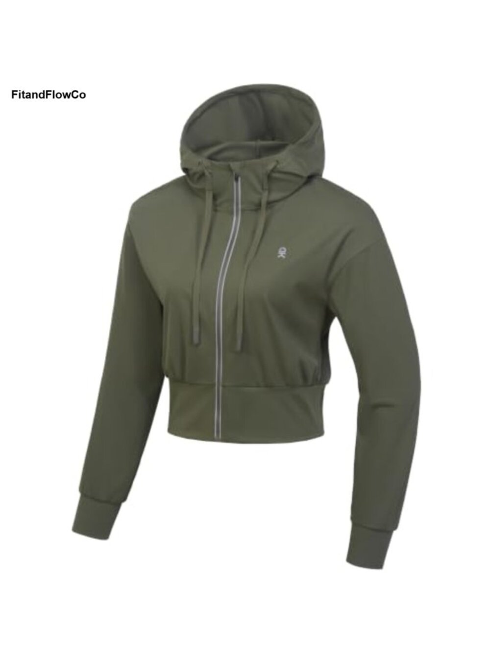 Cropped Zip Up Hoodie Athletic Jacket 4-Way Stretch